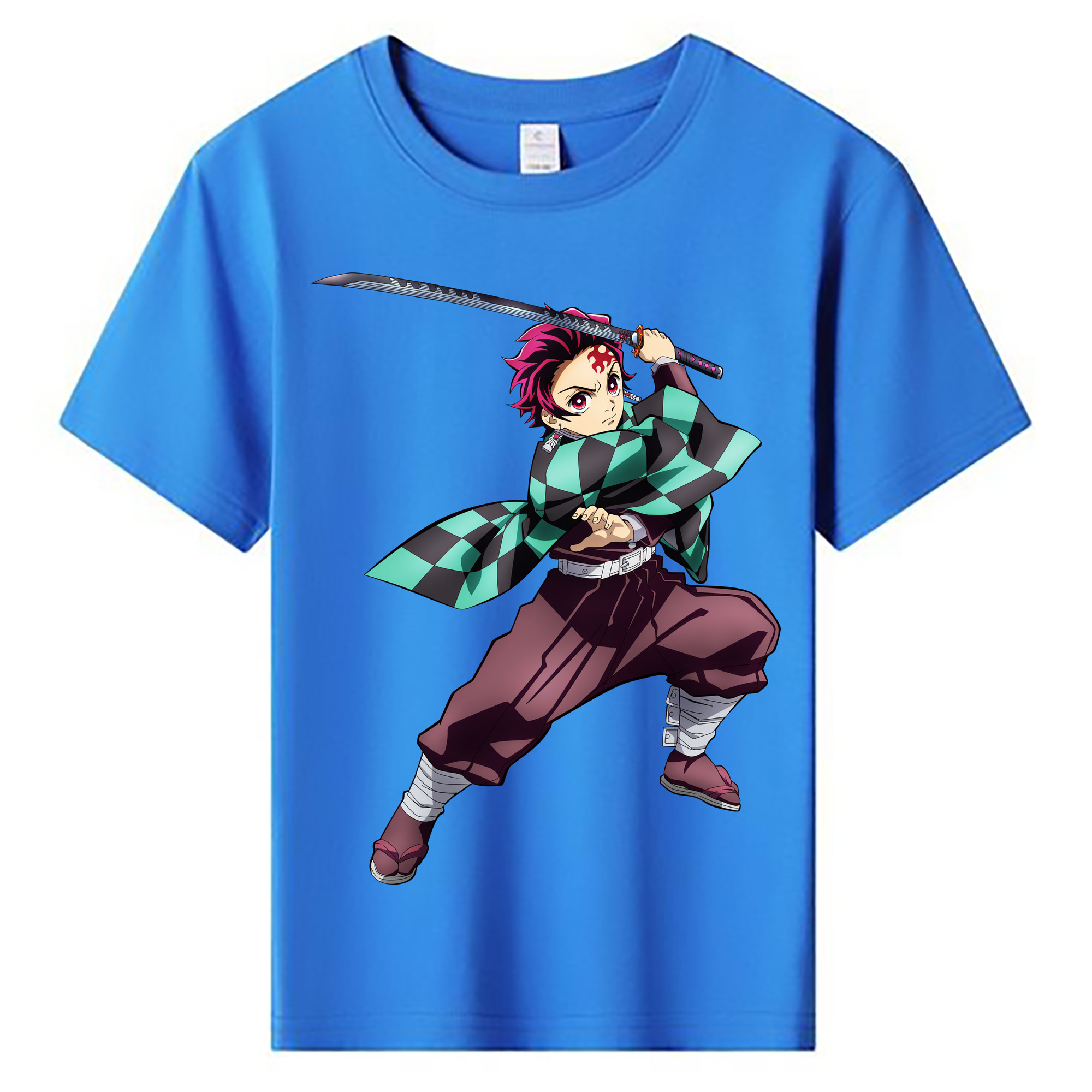 （画像用） 鬼滅の刃 竈門 炭治郎／かまど たんじろう Kamado Tanjirou 綿100％キッズTシャツ（フロントプリント）